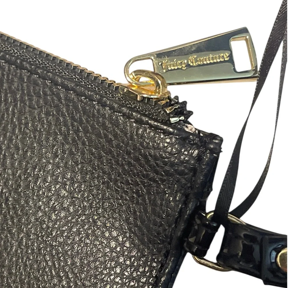 Juicy Couture Black Vegan Pebble Leather It’s A Man’s World Wristlet New W Tags
